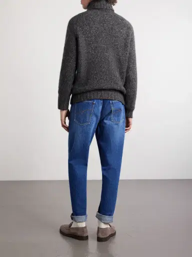 Brunello Cucinelli Ribbed Cashmere and Silk-Blend Rollneck Sweater - Men | Thumbnail 4