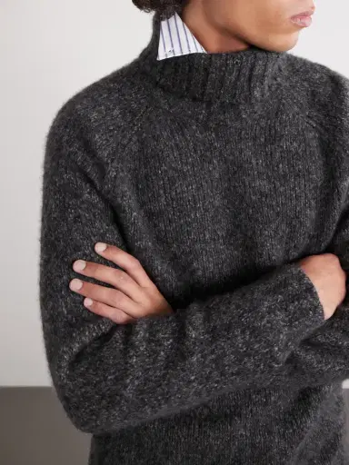 Brunello Cucinelli Ribbed Cashmere and Silk-Blend Rollneck Sweater - Men | Thumbnail 5