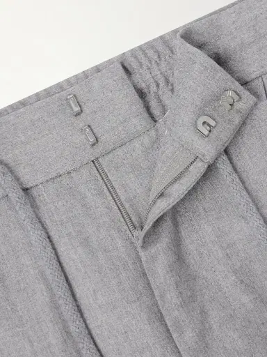 Brunello Cucinelli Tapered Pleated Virgin Wool-Flannel Drawstring Trousers - Men | Thumbnail 6