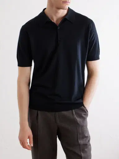 John Smedley Macloud Knitted Merino Wool Polo Shirt - Men | Thumbnail 3