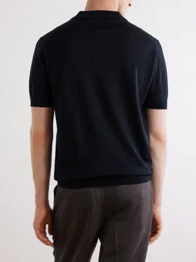 John Smedley Macloud Knitted Merino Wool Polo Shirt - Men | Thumbnail 4