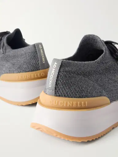 Brunello Cucinelli Leather-Trimmed Stretch-Knit Sneakers - Men | Thumbnail 5 Brunello Cucinelli Leather-Trimmed Stretch-Knit Sneakers - Men | Thumbnail 5