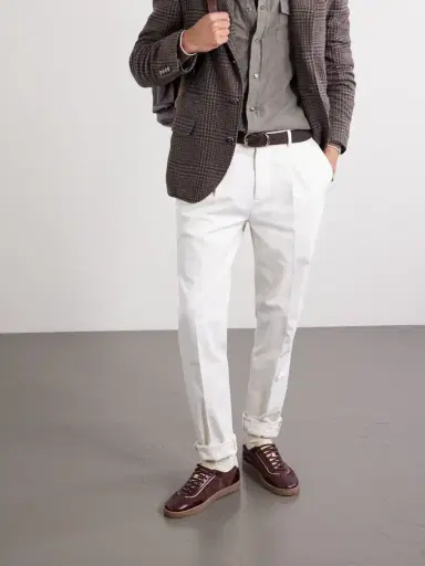Brunello Cucinelli Coda di Rondine Leather-Trimmed Waxed-Suede Sneakers - Men | Thumbnail 2