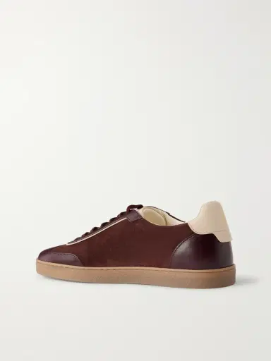 Brunello Cucinelli Coda di Rondine Leather-Trimmed Waxed-Suede Sneakers - Men | Thumbnail 4