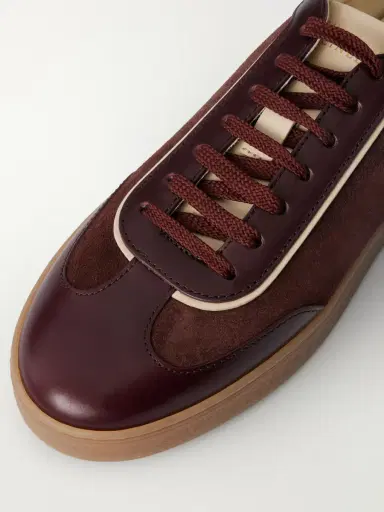Brunello Cucinelli Coda di Rondine Leather-Trimmed Waxed-Suede Sneakers - Men | Thumbnail 5