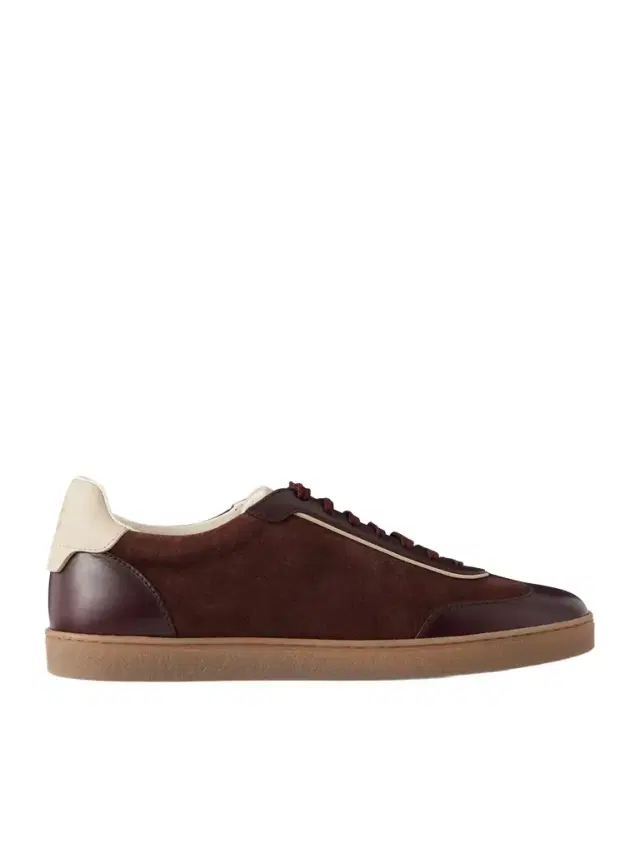 Brunello Cucinelli Coda di Rondine Leather-Trimmed Waxed-Suede Sneakers - Men