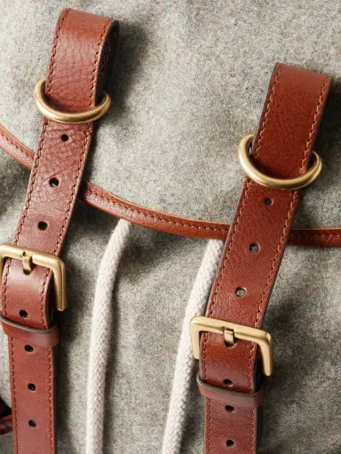 Brunello Cucinelli Leather-Trimmed Flannel Backpack - Men | Thumbnail 5