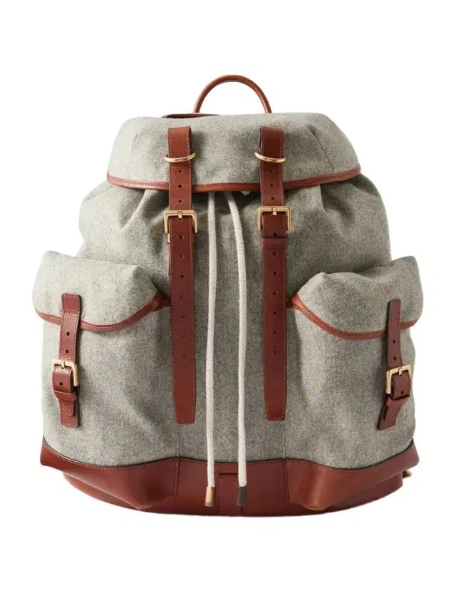 Leather-Trimmed Flannel Backpack - Men