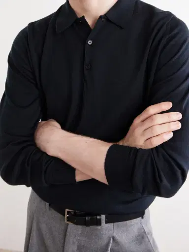John Smedley Caverhill Knitted Merino Wool Polo Shirt - Men | Thumbnail 5