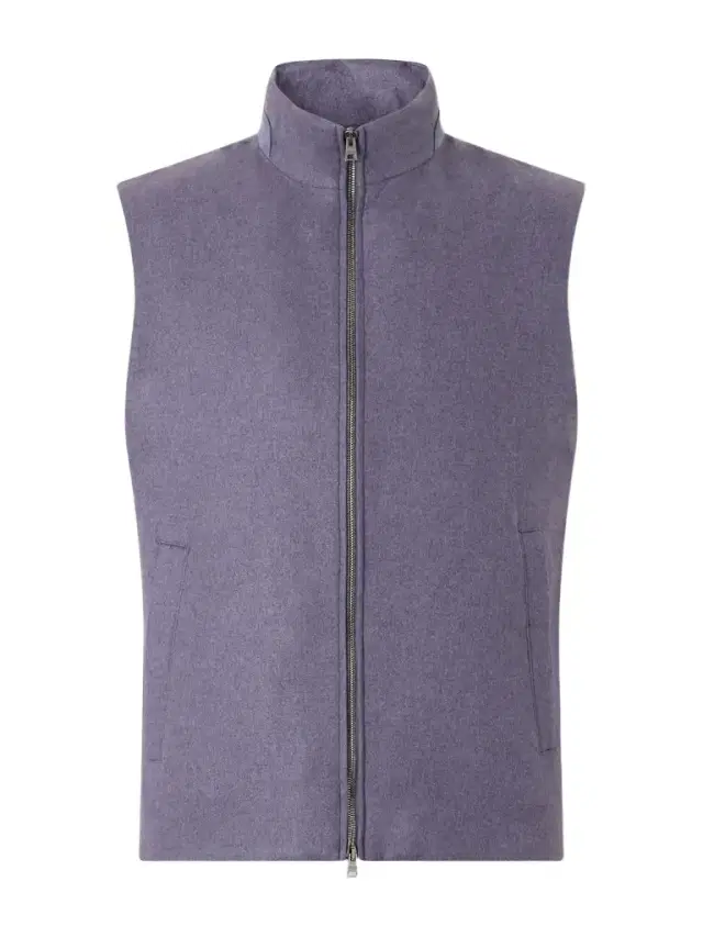 HERNO Leather Trimmed Silk and Cashmere-Blend Vest - Men