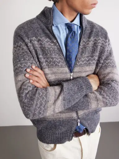 Brunello Cucinelli Alpaca-Blend Zip-Up Sweater - Men | Thumbnail 4