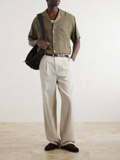 Oliver Spencer Cotton and Linen-Blend Drawstring Trousers - Men | Thumbnail 2