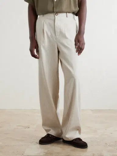 Oliver Spencer Cotton and Linen-Blend Drawstring Trousers - Men | Thumbnail 3