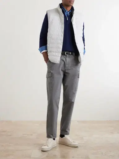 Brunello Cucinelli Slim-Fit Tapered Cotton-Twill Cargo Trousers - Men | Thumbnail 2