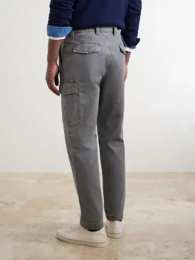 Brunello Cucinelli Slim-Fit Tapered Cotton-Twill Cargo Trousers - Men | Thumbnail 4
