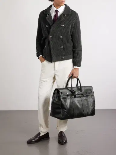 Brunello Cucinelli Panelled Full-Grain Leather Weekend Bag - Men | Thumbnail 3 Brunello Cucinelli Panelled Full-Grain Leather Weekend Bag - Men | Thumbnail 3