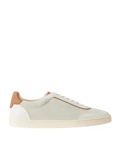Brunello Cucinelli Coda di Rondine Leather-Trimmed Waxed-Suede Sneakers - Men | Thumbnail 1