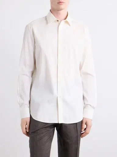 Paul Smith Striped Cotton and Silk-Blend Shirt - Men | Thumbnail 5