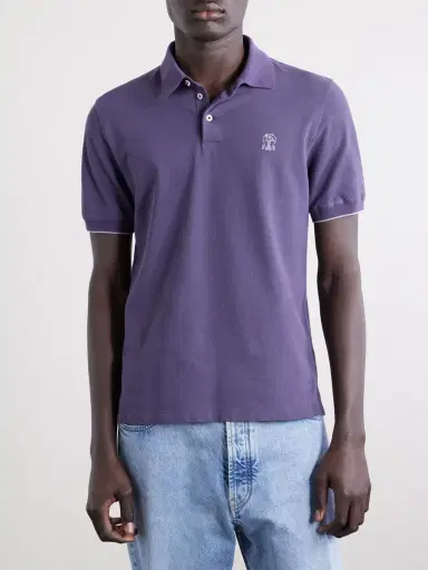 Brunello Cucinelli Logo-Print Cotton-Piqué Polo Shirt - Men | Thumbnail 3 Brunello Cucinelli Logo-Print Cotton-Piqué Polo Shirt - Men | Thumbnail 3