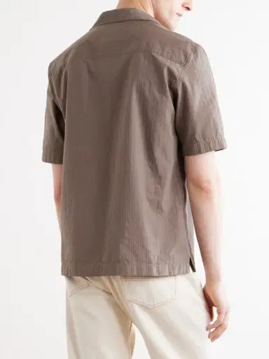Sunspel Camp-Collar Textured-Cotton Shirt - Men | Thumbnail 4 Sunspel Camp-Collar Textured-Cotton Shirt - Men | Thumbnail 4