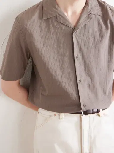 Sunspel Camp-Collar Textured-Cotton Shirt - Men | Thumbnail 5 Sunspel Camp-Collar Textured-Cotton Shirt - Men | Thumbnail 5