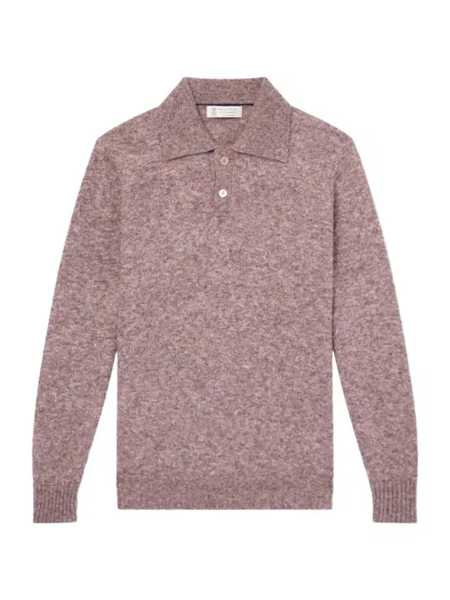 Alpaca-Blend Polo Sweater - Men