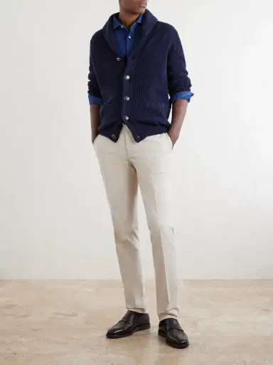Brunello Cucinelli Shawl-Collar Ribbed Cotton Cardigan - Men | Thumbnail 2 Brunello Cucinelli Shawl-Collar Ribbed Cotton Cardigan - Men | Thumbnail 2