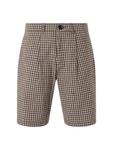 Oliver Spencer Leaman Straight-Leg Pleated Checked Cotton-Blend Shorts - Men | Thumbnail 1 Oliver Spencer Leaman Straight-Leg Pleated Checked Cotton-Blend Shorts - Men | Thumbnail 1