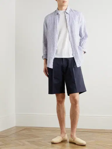 NN07 Kay 1420 Straight-Leg Pleated Stretch Organic Cotton Shorts - Men | Thumbnail 2