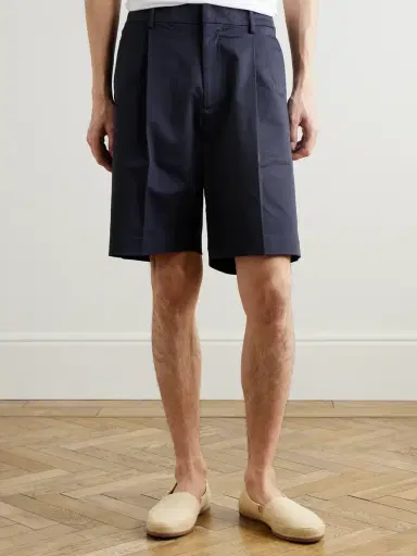 NN07 Kay 1420 Straight-Leg Pleated Stretch Organic Cotton Shorts - Men | Thumbnail 3