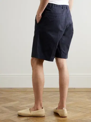 NN07 Kay 1420 Straight-Leg Pleated Stretch Organic Cotton Shorts - Men | Thumbnail 4