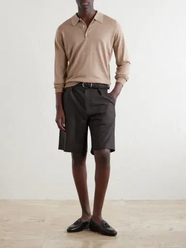 John Smedley Caverhill Knitted Merino Wool Polo Shirt - Men | Thumbnail 2