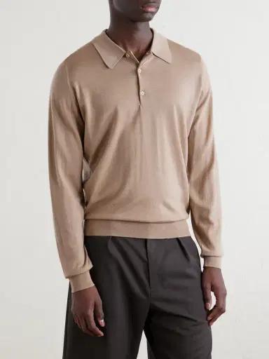 John Smedley Caverhill Knitted Merino Wool Polo Shirt - Men | Thumbnail 3