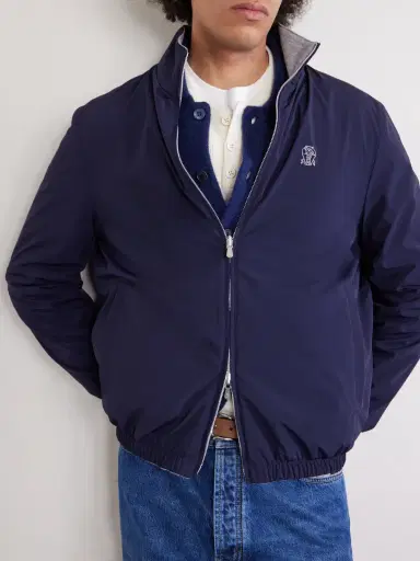 Brunello Cucinelli Logo-Embroidered Shell Blouson Jacket - Men | Thumbnail 5 Brunello Cucinelli Logo-Embroidered Shell Blouson Jacket - Men | Thumbnail 5