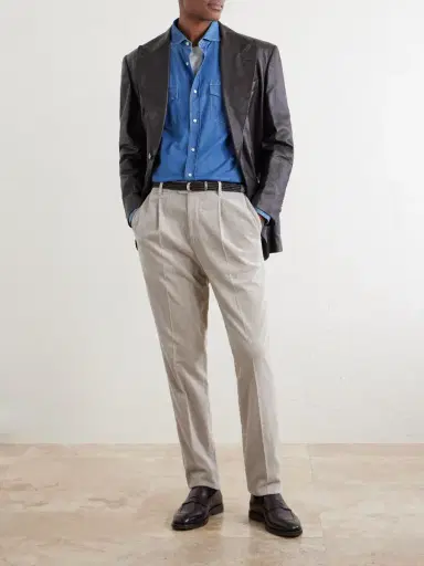 Brunello Cucinelli Tapered Pleated Cotton-Corduroy Trousers - Men | Thumbnail 2 Brunello Cucinelli Tapered Pleated Cotton-Corduroy Trousers - Men | Thumbnail 2