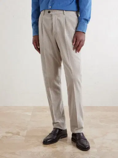 Brunello Cucinelli Tapered Pleated Cotton-Corduroy Trousers - Men | Thumbnail 3 Brunello Cucinelli Tapered Pleated Cotton-Corduroy Trousers - Men | Thumbnail 3