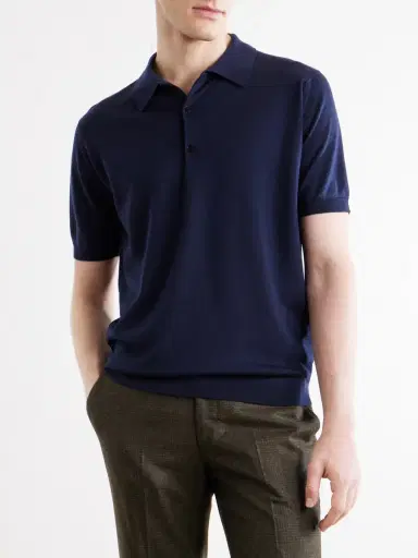 John Smedley Macloud Knitted Merino Wool Polo Shirt - Men | Thumbnail 3