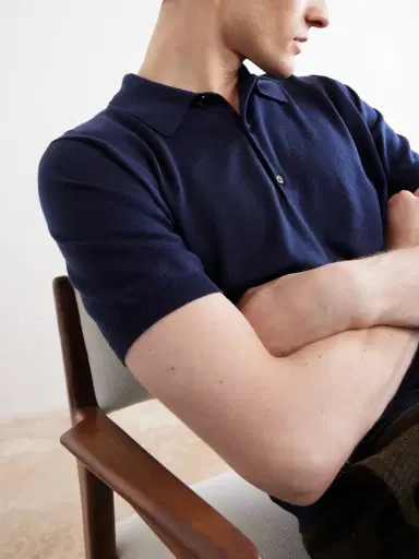 John Smedley Macloud Knitted Merino Wool Polo Shirt - Men | Thumbnail 5