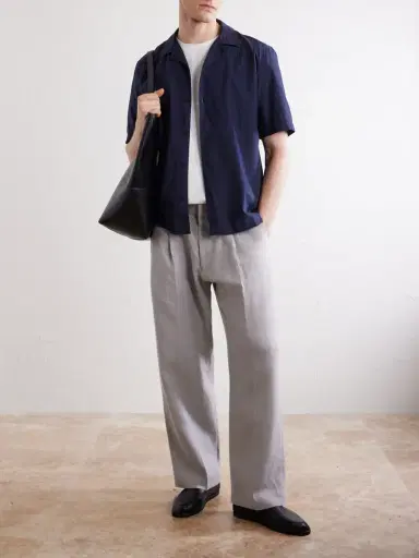 Sunspel Camp-Collar Textured-Cotton Shirt - Men | Thumbnail 2
