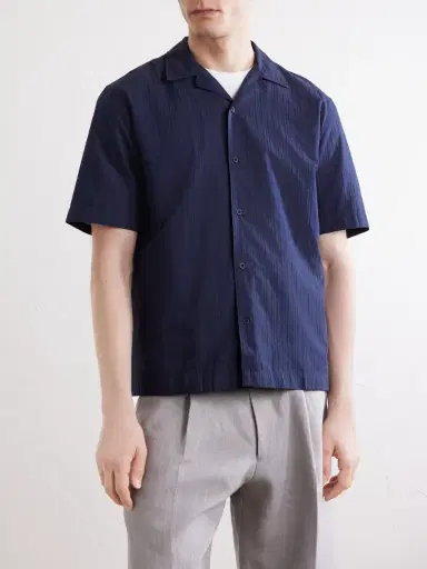Sunspel Camp-Collar Textured-Cotton Shirt - Men | Thumbnail 3