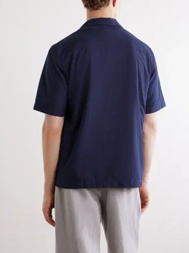 Sunspel Camp-Collar Textured-Cotton Shirt - Men | Thumbnail 4