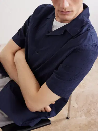 Sunspel Camp-Collar Textured-Cotton Shirt - Men | Thumbnail 5