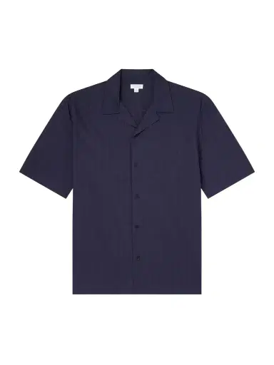 Sunspel Camp-Collar Textured-Cotton Shirt - Men | Thumbnail 1