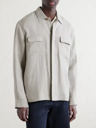 Sunspel Linen Overshirt - Men | Thumbnail 3
