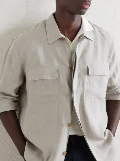Sunspel Linen Overshirt - Men | Thumbnail 5