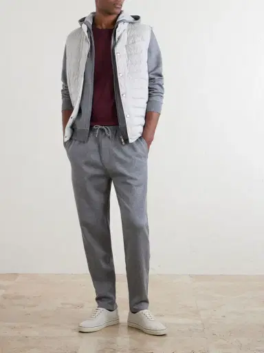 Brunello Cucinelli Tapered Cotton, Cashmere and Silk-Blend Jersey Sweatpants - Men | Thumbnail 2 Brunello Cucinelli Tapered Cotton, Cashmere and Silk-Blend Jersey Sweatpants - Men | Thumbnail 2