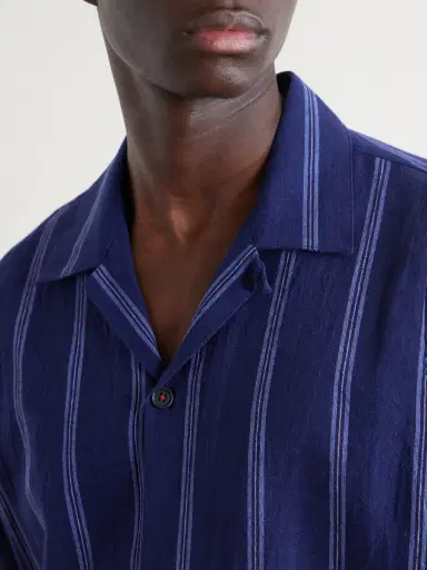 Kardo Yusuke Camp-Collar Striped Cotton Shirt - Men | Thumbnail 6