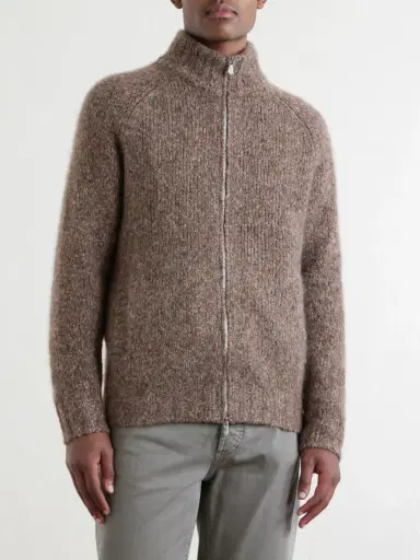 Brunello Cucinelli Brushed Cashmere and Silk-Blend Zipped Sweater - Men | Thumbnail 3 Brunello Cucinelli Brushed Cashmere and Silk-Blend Zipped Sweater - Men | Thumbnail 3