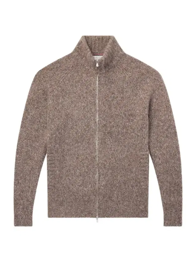 Brunello Cucinelli Brushed Cashmere and Silk-Blend Zipped Sweater - Men