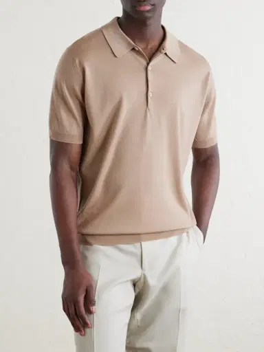 John Smedley Macloud Knitted Merino Wool Polo Shirt - Men | Thumbnail 3